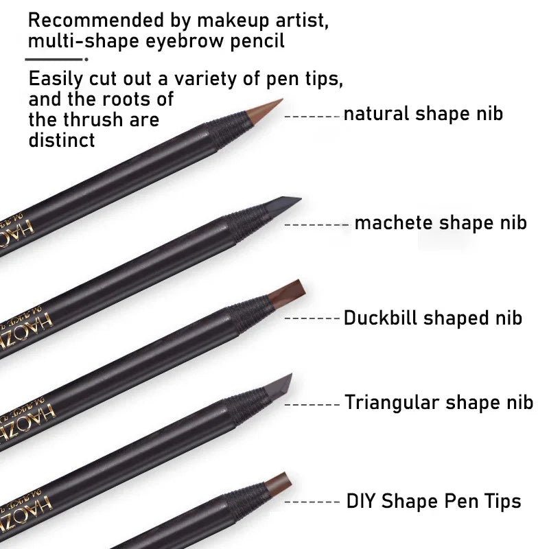 HAOZHUANG Waterproof Long-Lasting Eyebrow Pencil with Soft Brush – Smudge-Proof Daily Eyebrow Makeup Tool
