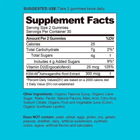 Ashwagandha Gummies - Relieve Stress, Improve Sleep, Enhances Energy and Libido, Promotes Energy and Endurance, Muscle Mass