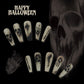 24PCs Halloween Nail Art Horror Black Skeleton Long Ballet Coffin Fake Nails Matte Press-on Nails with 1 Jelly Glue 1 Nail File