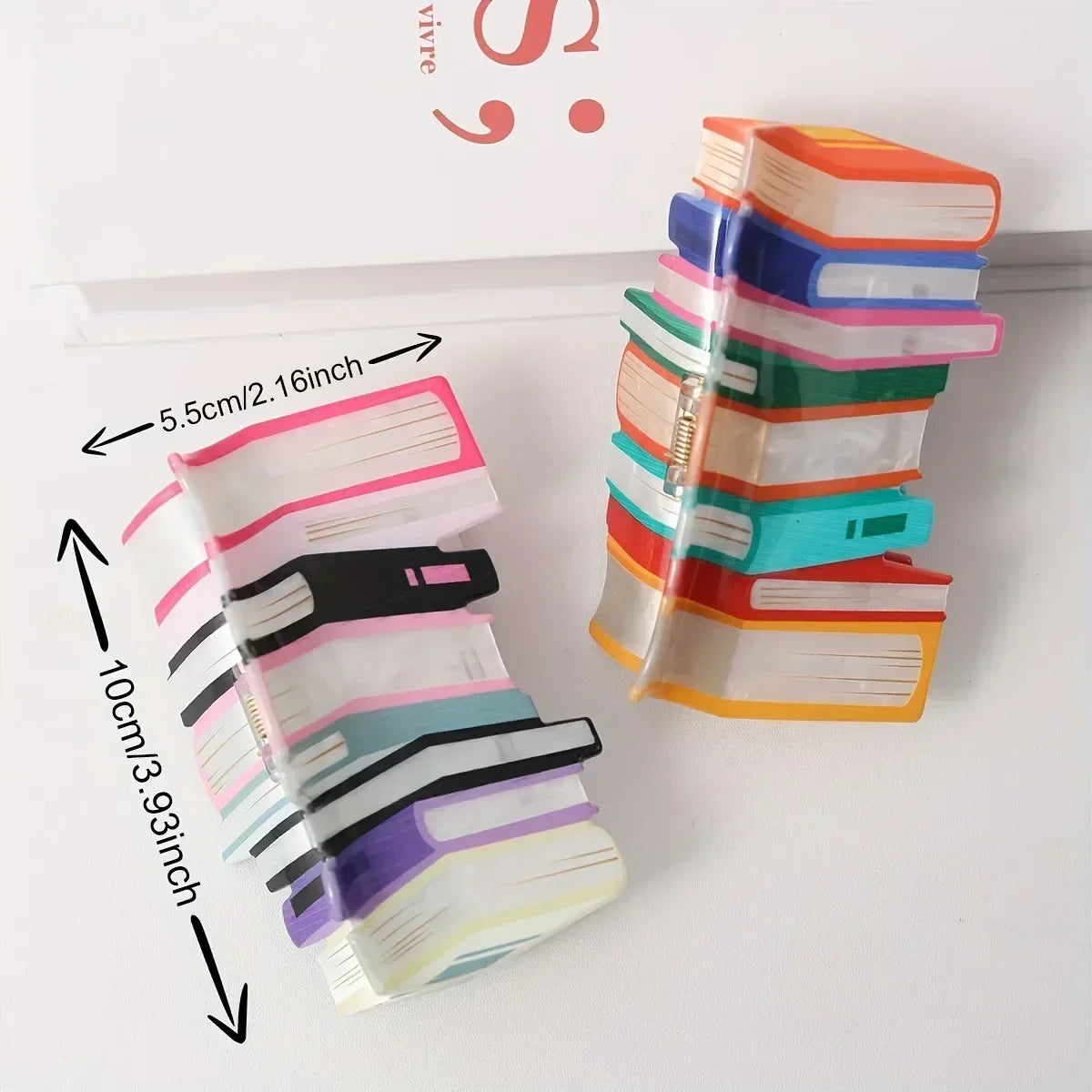 Muweordy New Creative Rainbow Books Hair Claw Funny Book Crab Hair Clip Teacher's Gift Shark Clip Hair Accessories for Woman