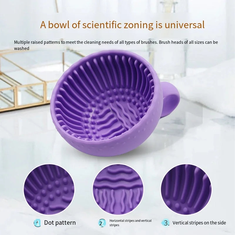 1pc Quick Clean Makeup Brush Cleaner Silicone Scrubber Box Beauty Egg Powder Puff Non-slip Deep Cleaning Bowl Clean Mat Tools