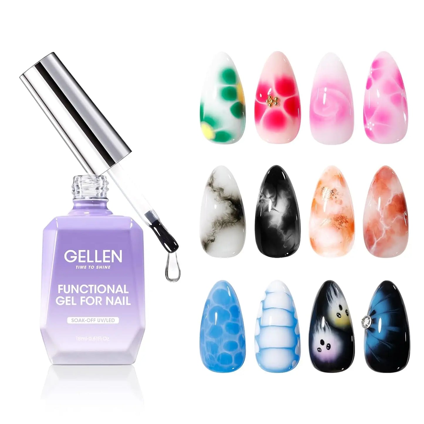 GELLEN Nail Gel Top Coat 18ML Large Bottle Ultra Gloss Superior Shiny Nails Polish Finish Long Lasting Glossy Manicure Art DIY