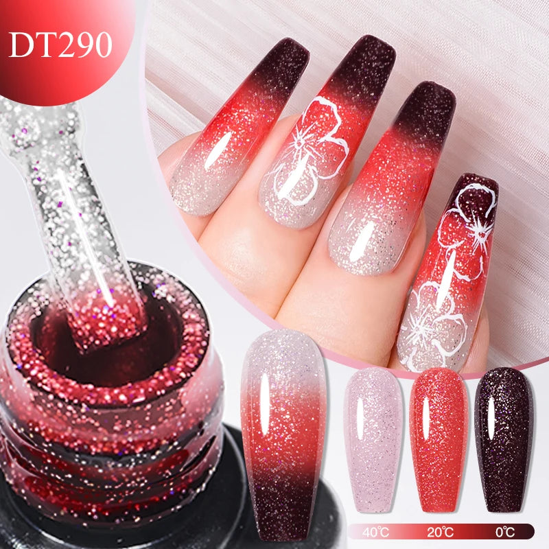 MEET ACROSS 7ml Eggshell Thermal Gel Nail Polish Temperature Changing Gradient Nail Art Varnish Winter Soak Off Gel For Nails