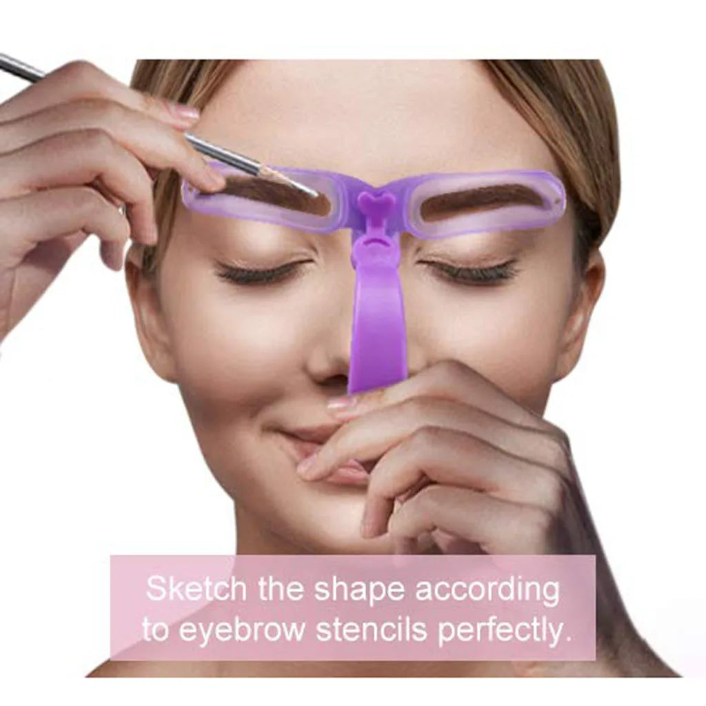 8 in1 Eyebrow Shaping Template Reusable Eyebrows Shaper Stencils Kit Grooming Card Definition Brow Makeup Tools Accessories