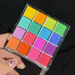 16-Grid 16 Color Solid Rubbing Powder Palette for Nail Art DIY Gradient Smudge Pat-pat Powder Nail Art Manicure Gradient Pigment