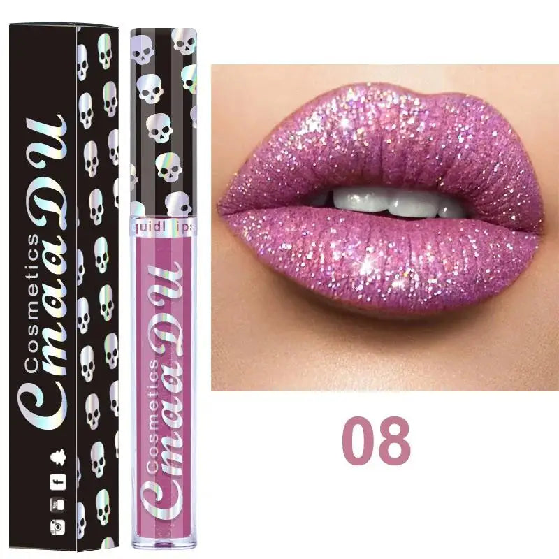 8 Colors Shiny Lip Gloss Laser Skull Diamond Phantom Metal Lipgloss Cosmetic Makeup Beauty Tools For Women Girls