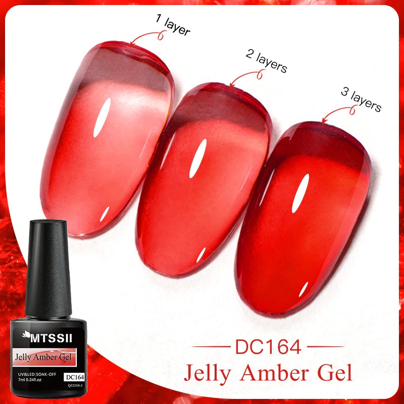 7ML Jelly Gel Nail Polish Black Crystal Translucent Dull Color Nail Art Gel Semi Permanent Varnish Soak Off UV LED Gel Polish