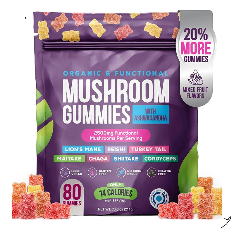 1 pack mushroom gummies moisturize the intestines replenish nutrients improve immunity regulate blood pressure be a health food