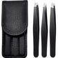CNK  Wholesale  Stainless Steel Black Eyebrow Tweezer with Slant and Flat Point Beauty Tools for Eyebrows & Ingrown Hair Removal