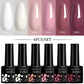 LILYCUE 6Pcs/Set Red Nude Glitter Gel Nail Polish Gorgeous Full Coverage Soak Off UV Gel Nail Art Base Top Coat Gel Polish Kits