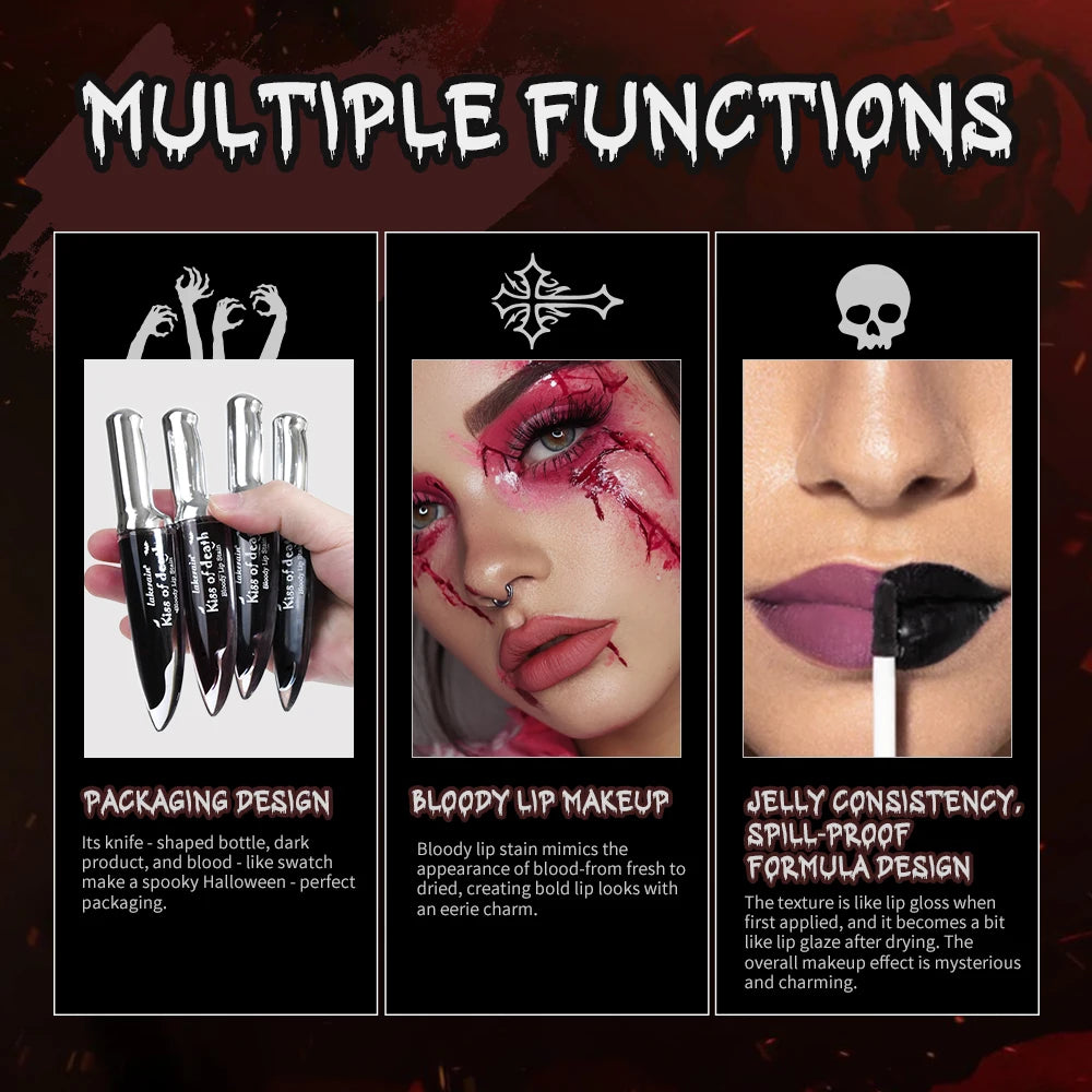 Halloween Matte Lip Stain Liquid Lipstick Dark Shades Lip Tint Smudge‑Resistant Lip Gloss Cosplay Party Long‑Wear Lip Makeup