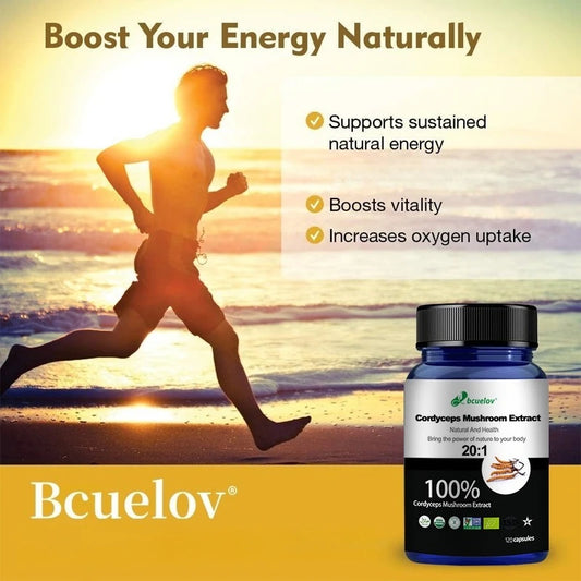 Pure Cordyceps Mushroom Extract Supplement - Improve Energy, Respiratory, Immune, Kidney Health Support, Vegetarian Capsules