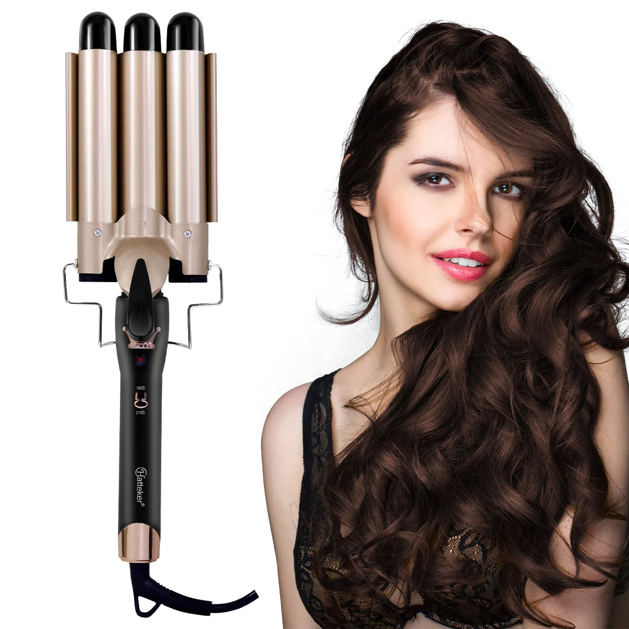 Hatteker 9mm Curling Wand Ceramic Barrel Pro Hair Curler with Constant Temperature Tourmaline Ceramic Iron Beauty Salon