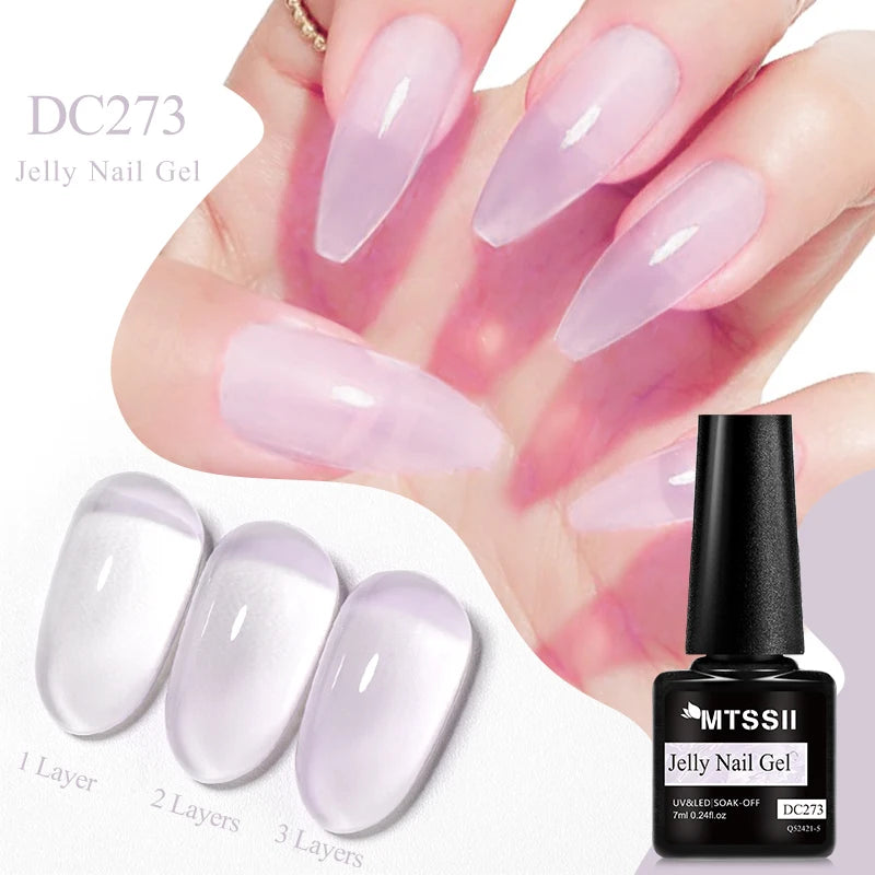 7ML Jelly Gel Nail Polish Black Crystal Translucent Dull Color Nail Art Gel Semi Permanent Varnish Soak Off UV LED Gel Polish
