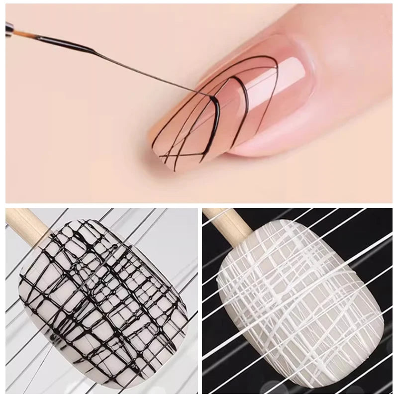 LILYCUTE Black White Spider Drawing Gel Nail Polish DIY Painting Outline Soak Off UV Gel Varnishes Wire Liner Nail Art Supplies
