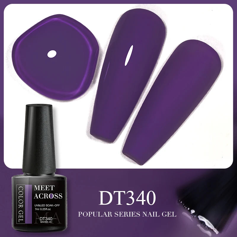 MEET ACROSS 7ml 140 Colors Glitter Gel Nail Polish Fluorescent Laser Semi Permanent Soak Off Nail Art UV Gel Varnish Manicure