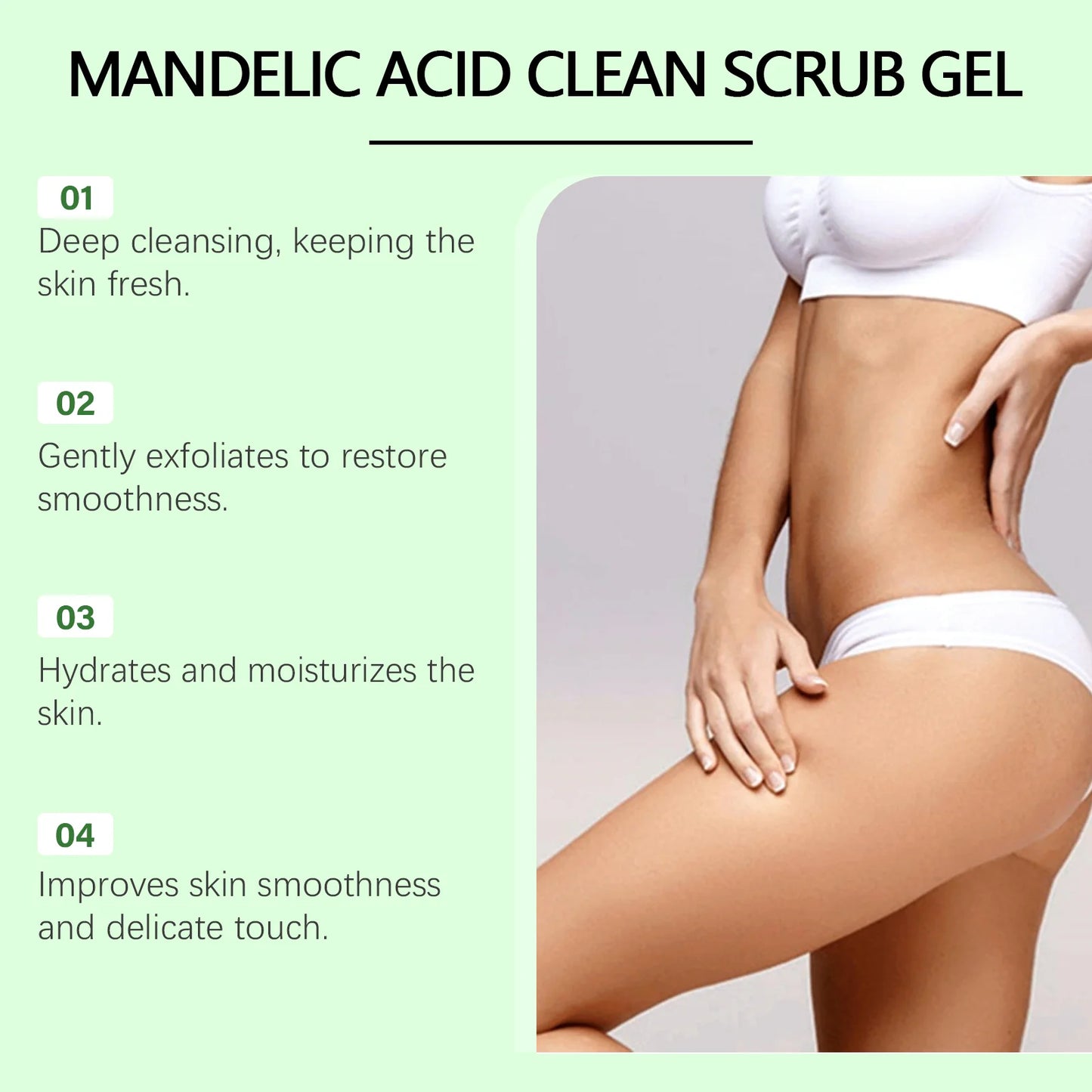 Mandelic Acid Body Clean Scrub Gel Exfoliating Gentle Dead Skin Remover Smoothing Skin Care Hydrating Deep Cleansing Scrub