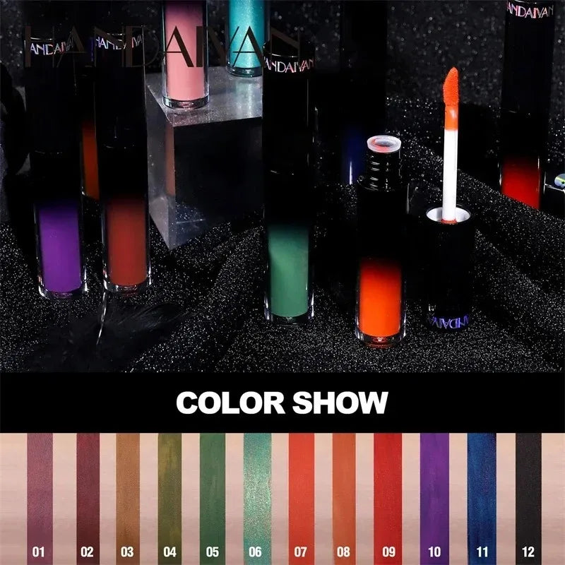 Matte Black Liquid Lipstick Waterproof Long Lasting Lip Gloss Tint Sexy Red Brown Metallic Lipstick Halloween Makeup Cosmetics