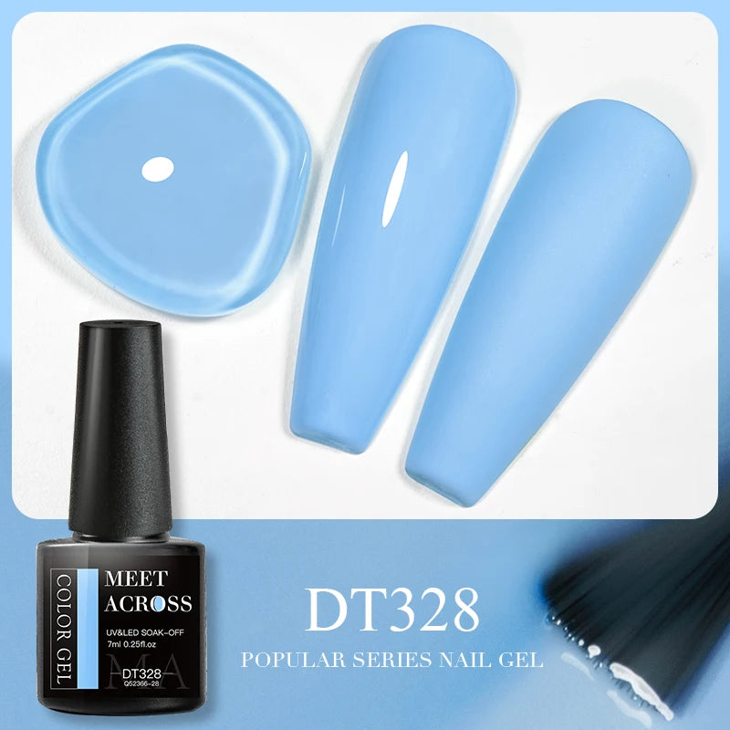 MEET ACROSS 7ml 140 Colors Glitter Gel Nail Polish Fluorescent Laser Semi Permanent Soak Off Nail Art UV Gel Varnish Manicure