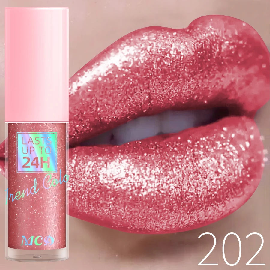 18 Colors Diamonds Glitter Lip Gloss Long Lasting Waterproof Liquid Lipstick Pearl Shining Lip Color Sparking Lip Makeup Women