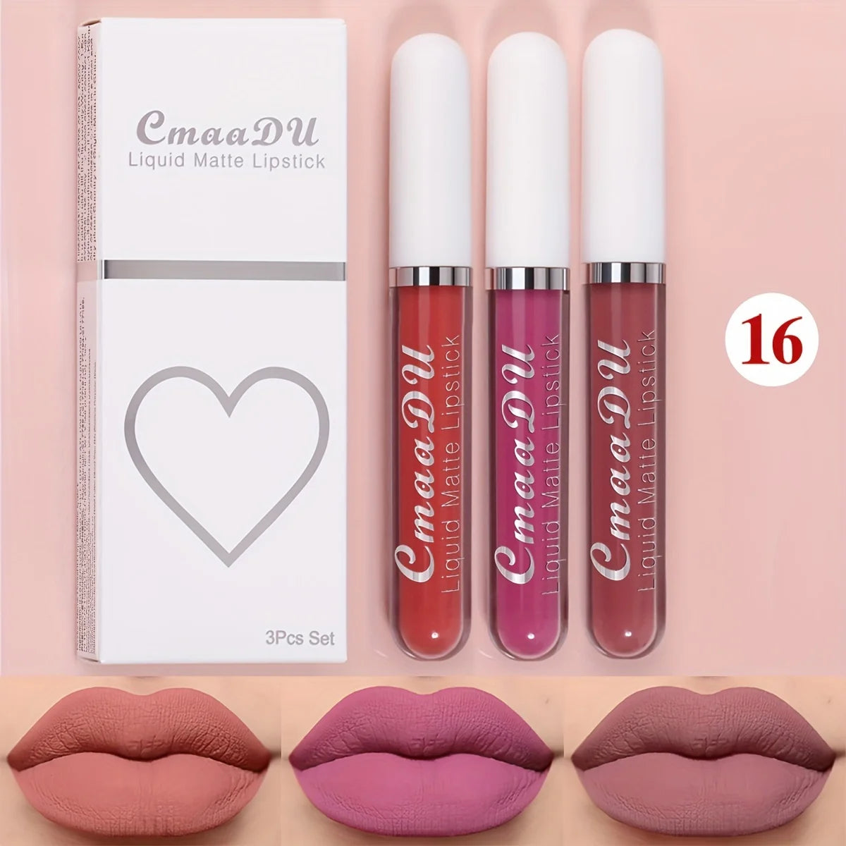 3-PCS Matte Lipstick Set – Long-Lasting, Non-Fading, Waterproof, Exquisite Gift for Daily & Holiday Use, Universal Shades