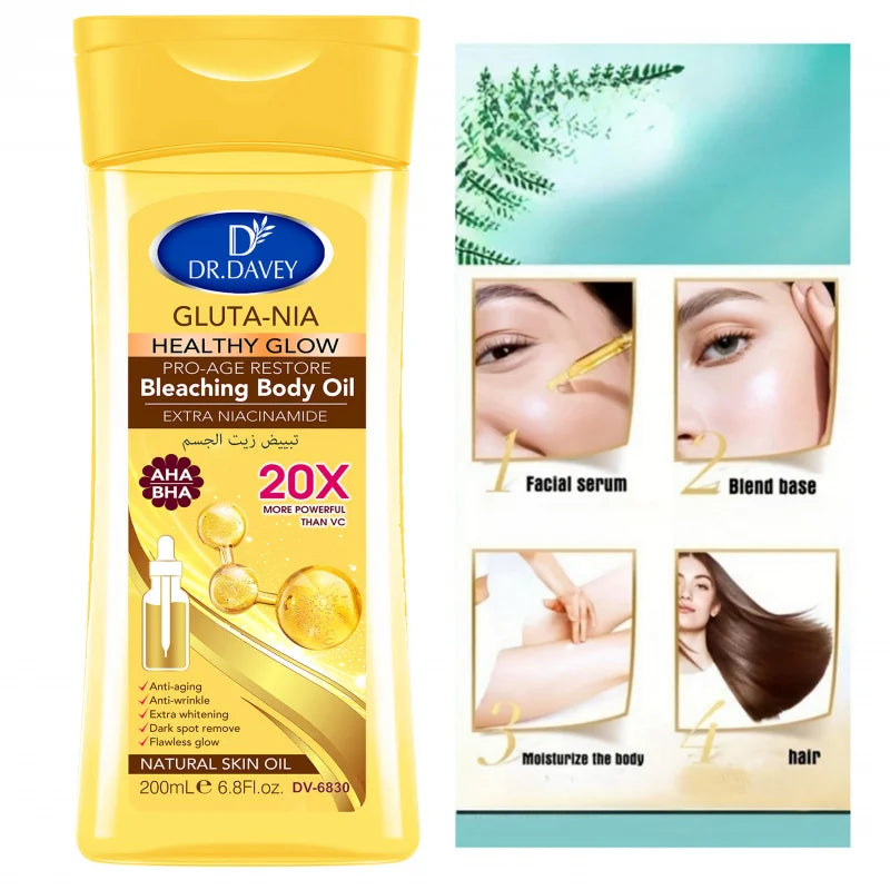 200ml DR.DAVEY GLUTA NIA Body OilSkin care oil moisturizes and nourishes skin large capacity full body essential oil