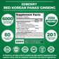 Korean Red Panax Ginseng + Ginkgo Biloba Capsules Increases Energy, Mood, Stamina & Performance, Supports Mental Health