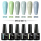 MEET ACROSS 6Pcs Gel Nail Polish Set Pink Red Green Macaron Color Manicure Kit For Nails UV Gel Nail Art Varnish Nail Supplies