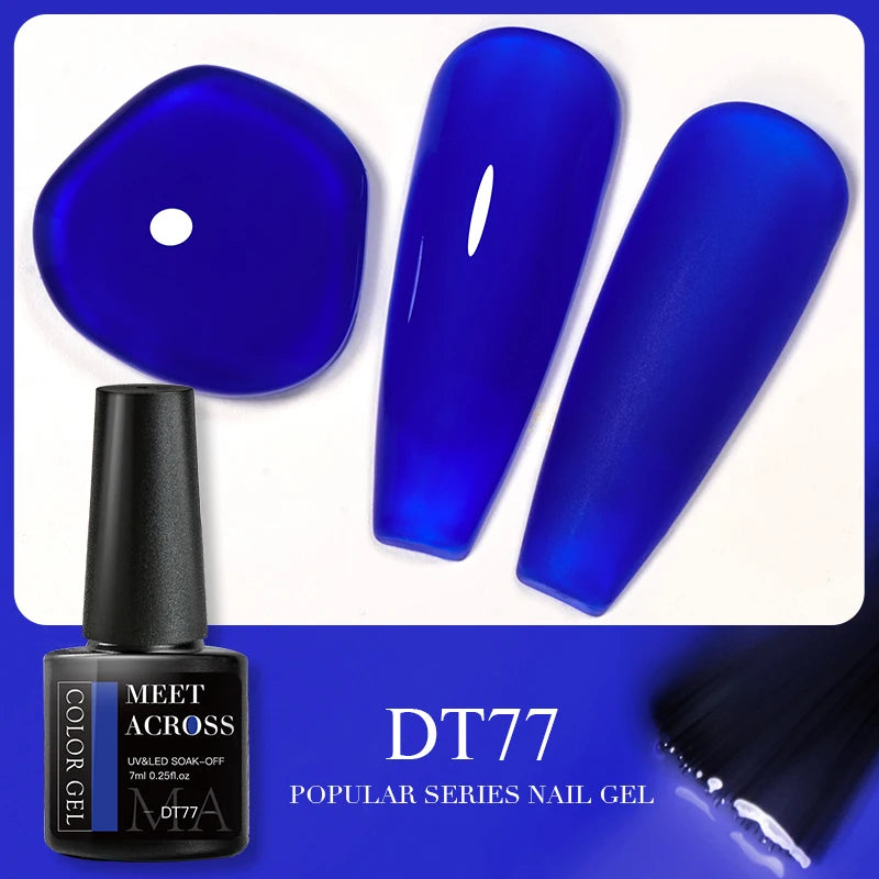 MEET ACROSS 7ml 140 Colors Glitter Gel Nail Polish Fluorescent Laser Semi Permanent Soak Off Nail Art UV Gel Varnish Manicure