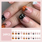 24pcs Halloween Cute Cartoon French Fake Nails Nude Pink Square Press On Nails With Pumpkin Ghost Designs Professional Nail Art