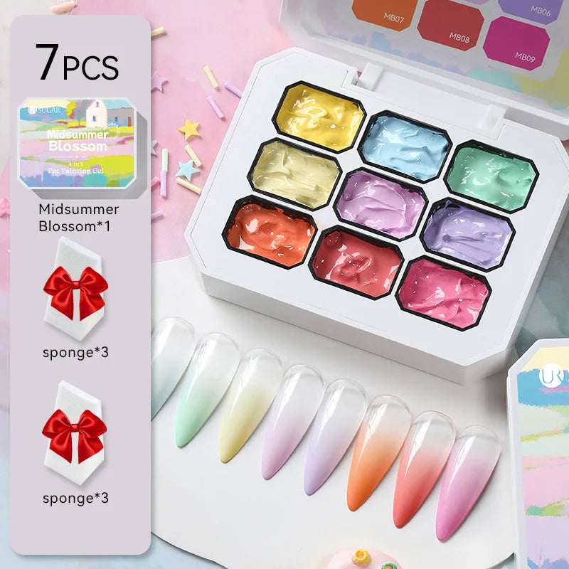 UR SUGAR 4IN1 Pat Ombre Gel Nail Polish Easy Gradient Painting Gel for DIY French Nail Manicure Solid UV Varnishes Paint Art Gel