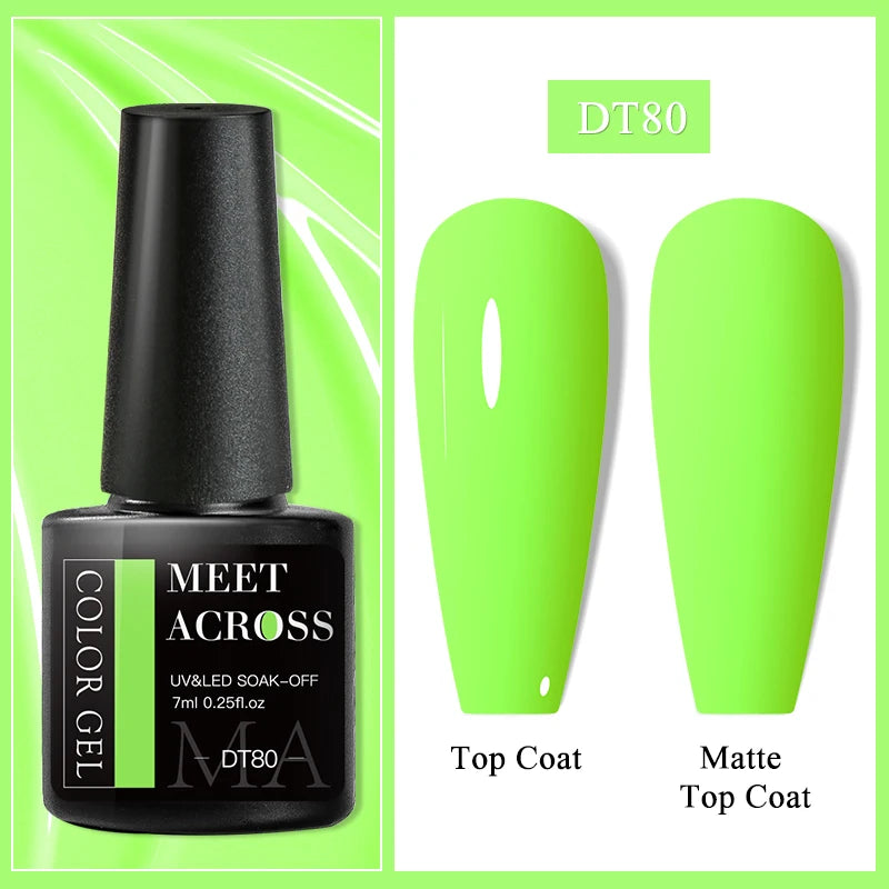 MEET ACROSS 7ml Purple Nail Gel Polish Semi Permanent Nail Art For Nails Decoration UV LED Painting Gel Varnish Nail Supplies