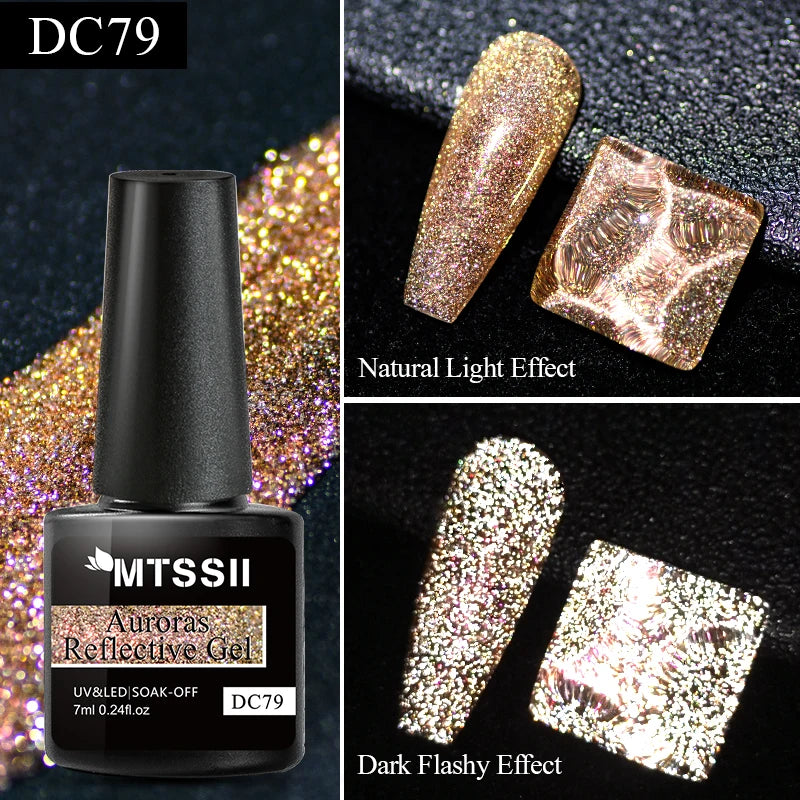 Mtssii 7ml Reflective Glitter Thermal Gel Nail Polish Color Changing Gel Semi-permanent Nail Art Varnishes Soak Off UV LED Gel