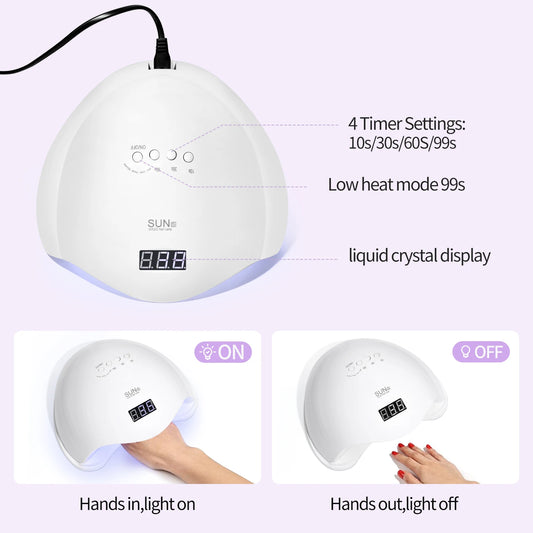 UV LED Nail Lamp 48W for Professional Saloon Fast Nail Gel Dryer With 4 Timers Automatic Sensor LCD Display