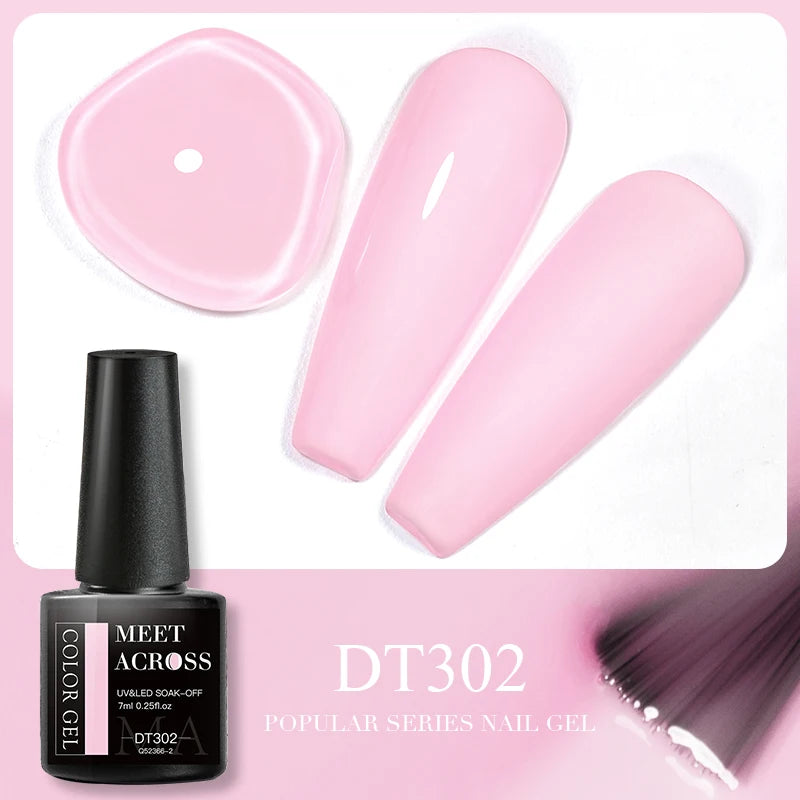 MEET ACROSS 7ml 140 Colors Glitter Gel Nail Polish Fluorescent Laser Semi Permanent Soak Off Nail Art UV Gel Varnish Manicure