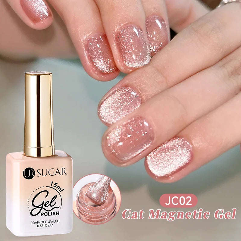 UR SUGAR 15ml Jelly Pink Cat Magnetic Gel Nail Polish Glitter ICE Soak Off Ceramic UV Gel Semi-permanent Nail Supplies Manicure