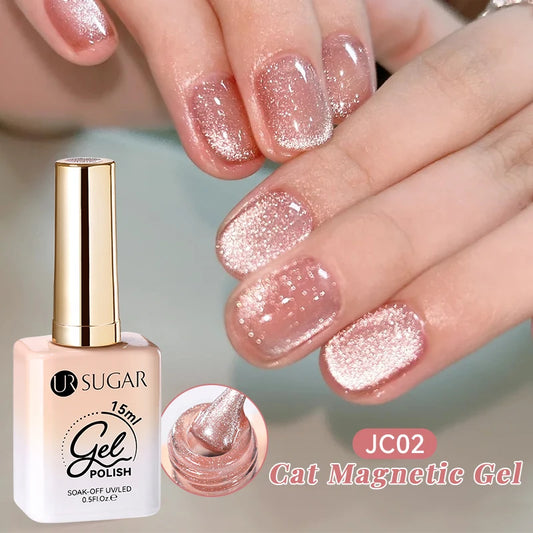 UR SUGAR 15ml Jelly Pink Cat Magnetic Gel Nail Polish Glitter ICE Soak Off Ceramic UV Gel Semi-permanent Nail Supplies Manicure