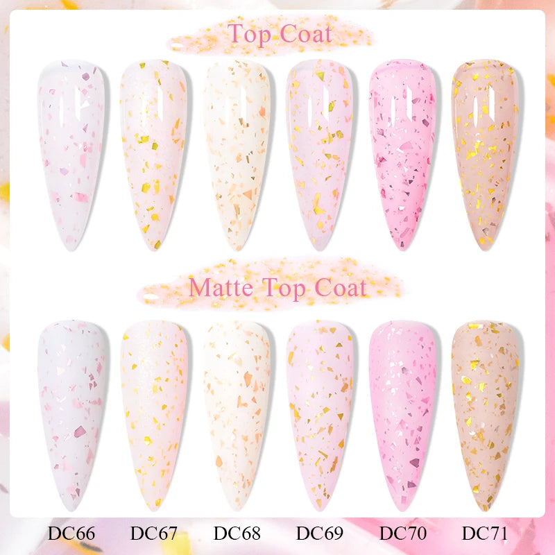 Mtssii 7ml Glitter Rubber Base Gel Polish Gold Sequins Pink White Base Gel Top Coat Soak Off UV LED Nail Art Varnish Manicure
