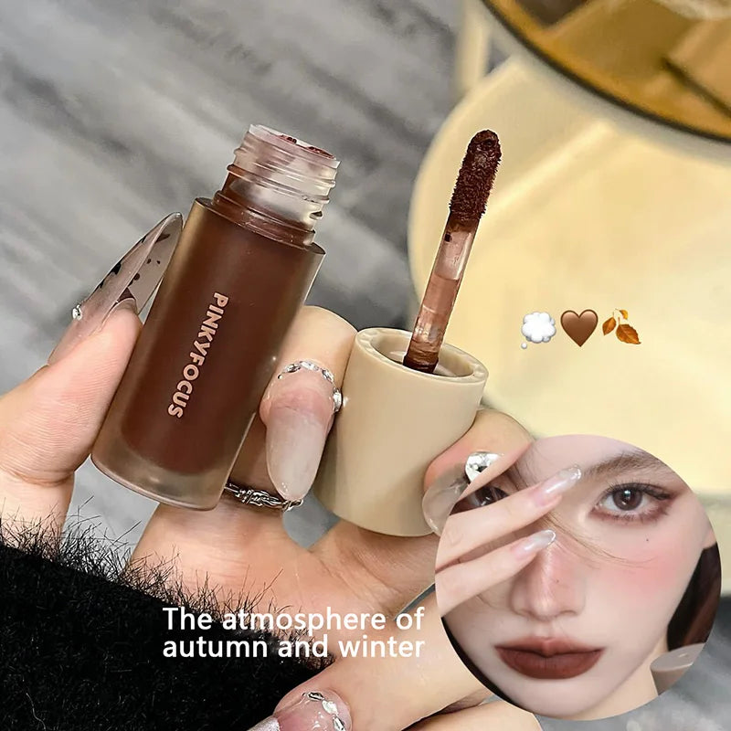 Velvet Matte Lip Gloss Makeup Vintage Red Brown Tones Soft High Pigment Lipstick Set Waterproof Red Brown Sweet Cool Lip Gloss