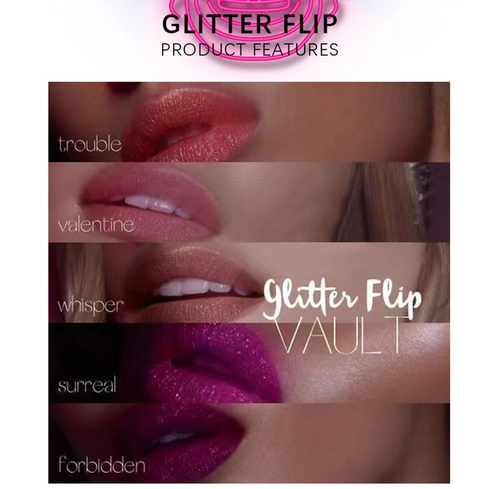 3pcs Glitter Lipstick Set Waterproof Blue Purple Black Lip Gloss Shiny Lip Tint Halloween Lip Makeup Lasting Lipgloss Cosmetics