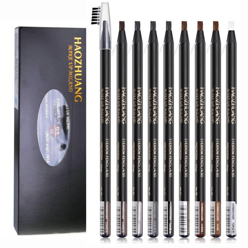 HAOZHUANG Waterproof Long-Lasting Eyebrow Pencil with Soft Brush – Smudge-Proof Daily Eyebrow Makeup Tool