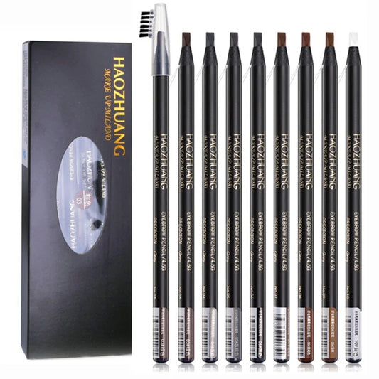 HAOZHUANG Waterproof Long-Lasting Eyebrow Pencil with Soft Brush – Smudge-Proof Daily Eyebrow Makeup Tool
