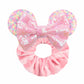 Disney Mouse Ears Velvet Scrunchies Hairband Women Elastic Ponytail Holder Girls Sequin Bow 2023 Kids Party DIY Hair Accessories