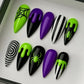 30pcs Gothic Purple Almond Press On Nails for Halloween Spider Wed Pattern Decor Fake nail tips Wearing Spicy Girls False Nails