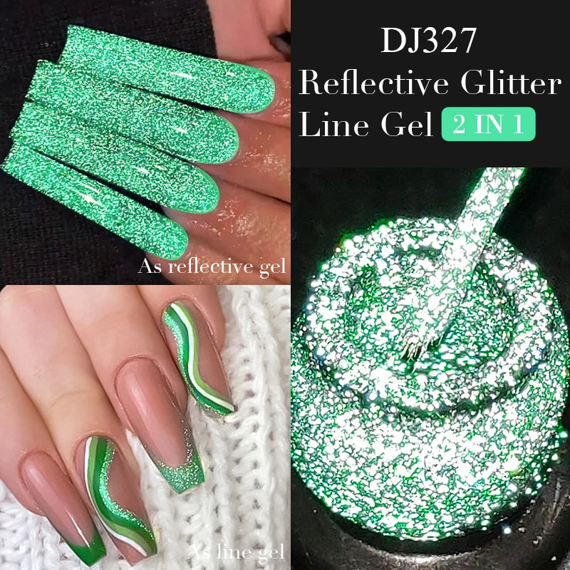 MEET ACROSS 5ml Sliver Metallic Liner Gel Nail Polish Super Bright Mirror Effect Painting Drawing Line Graffiti Stripe Nail Art