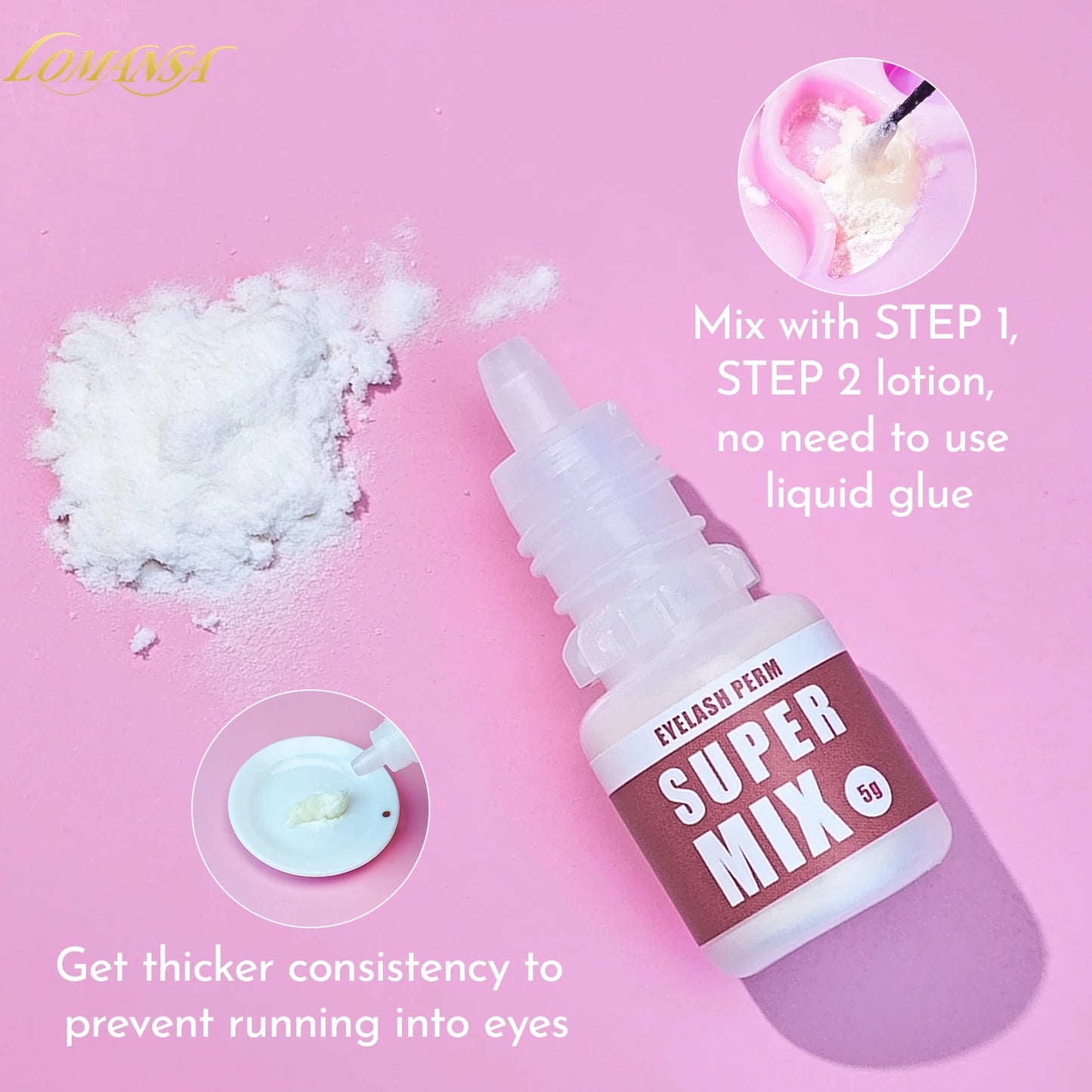 Lomansa 5g Super Mix Eyelash Perm Solution Blending Agent Keratin Eyelash Curling Surgery Mix Viscosity Enhancing Makeup Tool
