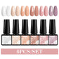 Mtssii 6PCS/Set Sparkly Nude Pink Gel Nail Polish Glitter Semi Permanent Nail Art LED UV Soak Off Gel Varnish Nail Supplies