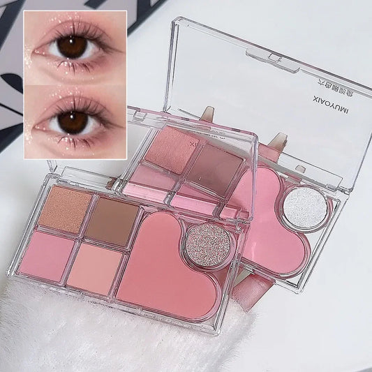 Six-color eyeshadow light shadow integrated eyeshadow palette, matte pearlescent pink, long-lasting makeup, pure desire