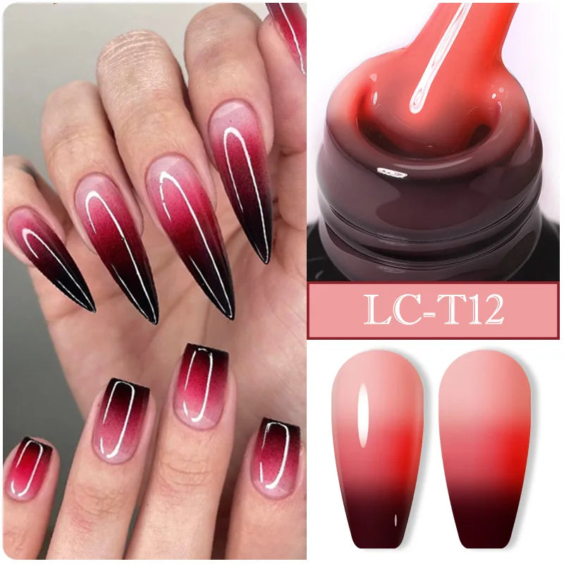 LILYCUTE 7ML Auroras Glitter Thermal Gel Nail Polish Temperature Color Changing Semi Permanent Soak Off Nail Art UV Gel Varnish