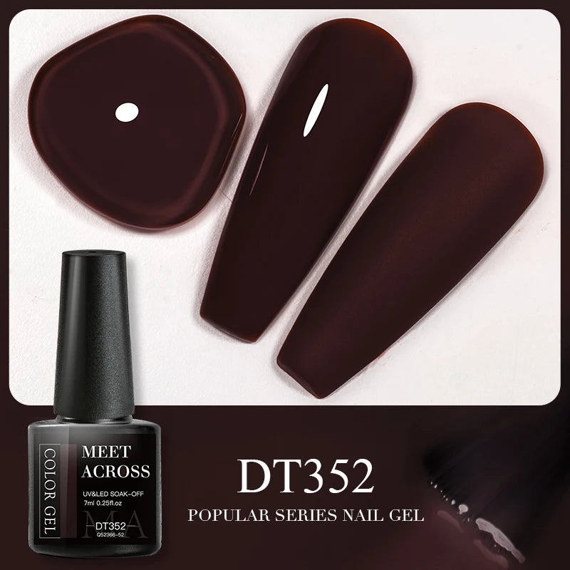 MEET ACROSS 7ml 140 Colors Glitter Gel Nail Polish Fluorescent Laser Semi Permanent Soak Off Nail Art UV Gel Varnish Manicure